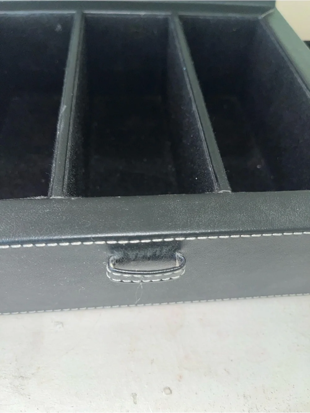 Black Leather Glass-Top Jewelry Organizer Box